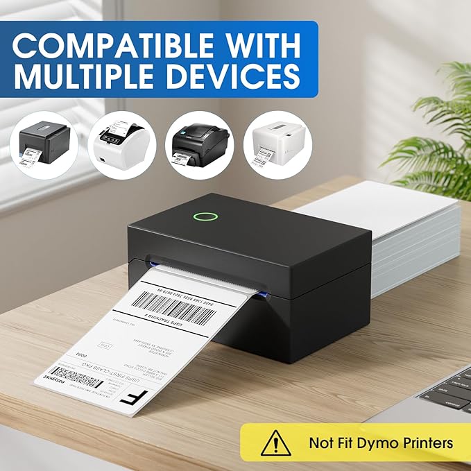 MaxGear 4" x 6" Direct Thermal Labels, 1000 Fanfold Labels, for Shipping & Mailing, Perforated White, Commercial Grade with Permanent Adhesive, Compatible with Most Thermal Printers,1 Stack