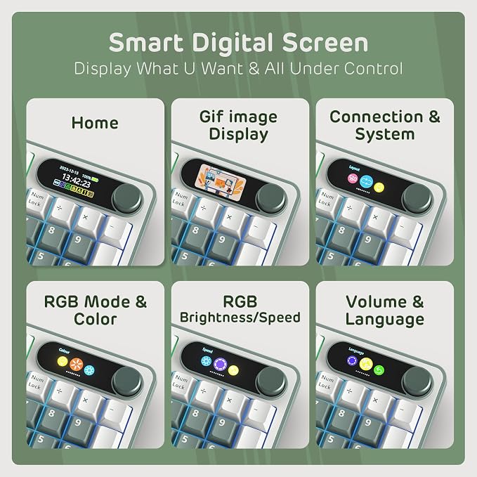RK ROYAL KLUDGE S98 Wireless Mechanical Keyboard w/Smart Display & Knob | 96% RGB Wireless Gaming Keyboard BT/2.4G/USB-C, Hot Swappable Custom Keyboards, Creamy Sound Silent Computer Keyboard