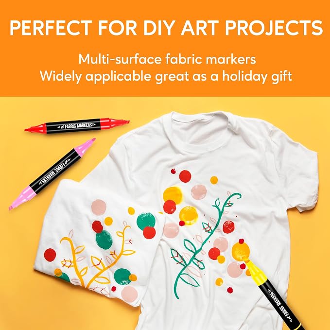 Pagather Fabric Markers, 20 Colors Dual Tip Pens for Clothes | For T-Shirts, Tote Bags, Canvas, Shoes & DIY Fabric Projects, Create Detailed Designs and Creative Patterns