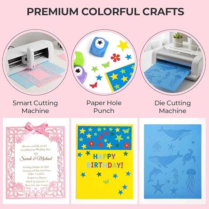 3 otters 235Sheets 8.27" x 11.7" Construction Paper Assorted Colors | 40lb/150GSM, 12Colored Cardstock Printer Paper, for Printing, DIY Crafts, Party Decorations, Teacher Kids Classroom Must Have