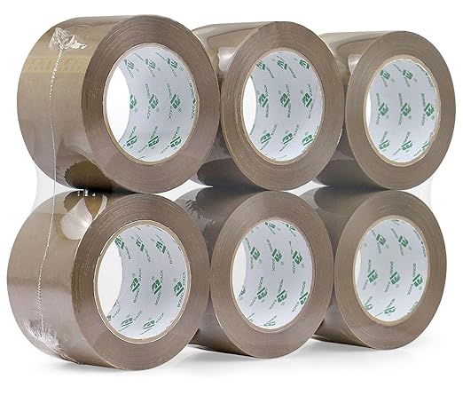 BOMEI PACK 3 inch Brown Packing Tape, 6 Refills Rolls Heavy Duty Wide Packaging Tape for Moving, Shipping, Mailing and Storage, 2.7 Mil x 110 Yards