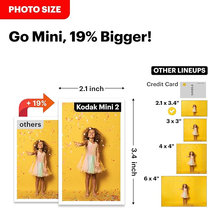 KODAK Mini 2 Retro 2x3 Portable Photo Printer, 8 Sheets, Bluetooth Smartphone Printer for iPhone & Android, Instant Color Prints, 4PASS Dye Sublimation, White
