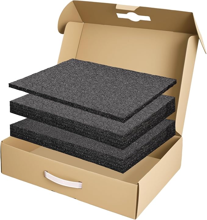 Cardboard Shipping Box with Foam & Anti-Static Bag, UN3481 Label, Secure Mailer Box, 17 x 12 x 4 inch - Protective Packing Case for Laptop Electronics Gun Crafts Tools Drones Camera