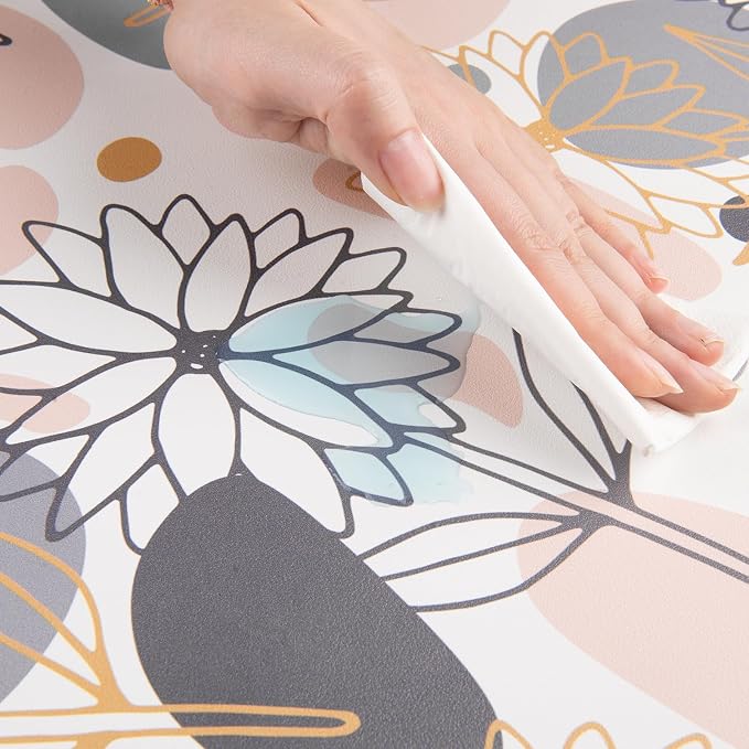 QIYI PU Leather Large Mouse Pad, Waterproof Desk Mat, 31.5" x 15.7", Petals | Extended Size Gaming Mousepad, Faux Leather Desk Pad, Desktop Writing Pads for School Office Home, Line Art Flowers