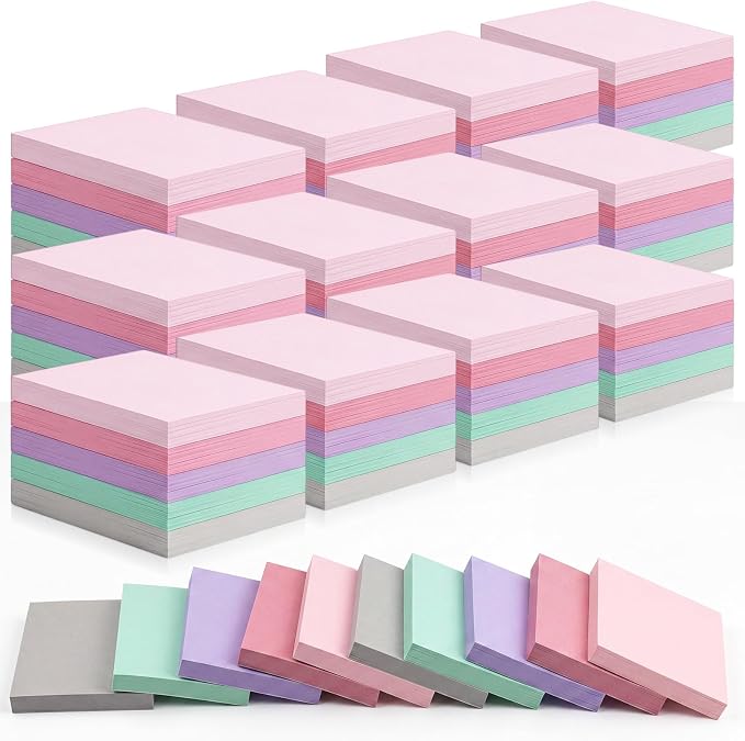 Fainne 120 Pads Sticky Notes Bulk 1.5x2,Simple Style,Pastel Mix,120 Pads | Bulk Mini Posted Pads, 50 Sheets Each, Self Stick Memo Paper for Office School Notebook, Bright Assorted Colors