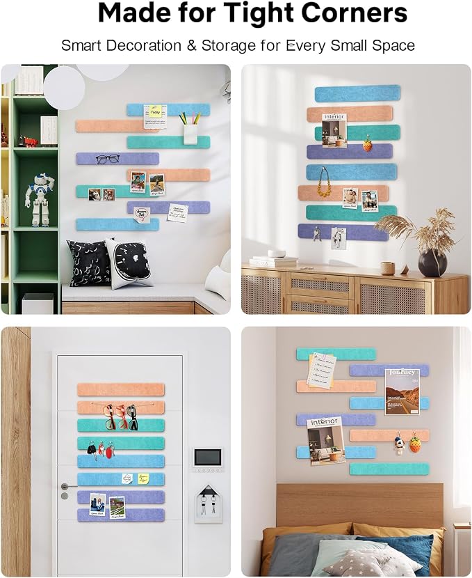 Small Cork Bulletin Board Tiles, Felt Wall Decor and Office Desk Accessories for Vision, Message Center, Picture and Prayer Board, Dorm, Room, Home Office Essentials and Organization(Coastal Haze)