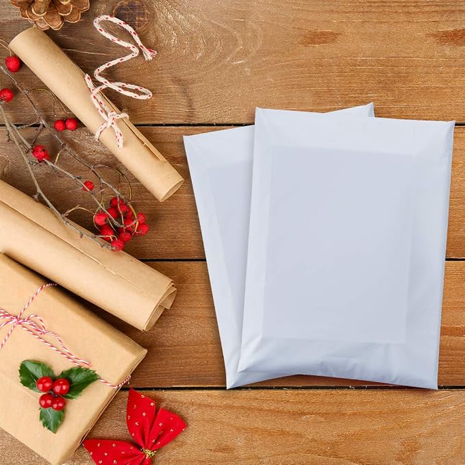UCGOU Poly Mailers 7.5x10.5 Inch White 100 Pack Shipping Bags Strong Thick Mailing Envelopes Self Sealing Adhesive Waterproof and Tear Proof Boutique Packaging Postal for Clothing