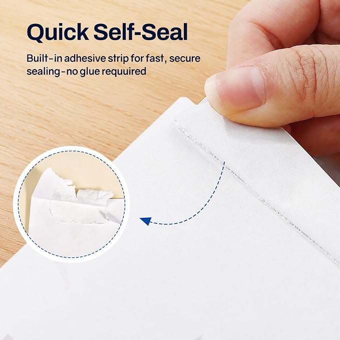 SUNEE 10 x 13 Self Seal Catalog Envelopes, 28lb White Security Mailing Envelopes, Ultra Strong Quick-Seal for Documents, Office & Business Use, 100 Pack