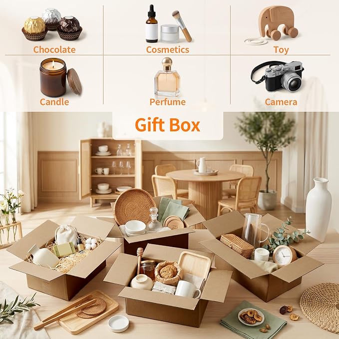 Hoikwo 20 Packs Shipping Boxes Mixed Sizes | 5 PCS Each of 11x6x6, 10x7x5, 9x6x4, 8x6x4 Brown Cardboard Box for Small Business Packaging and Mailing
