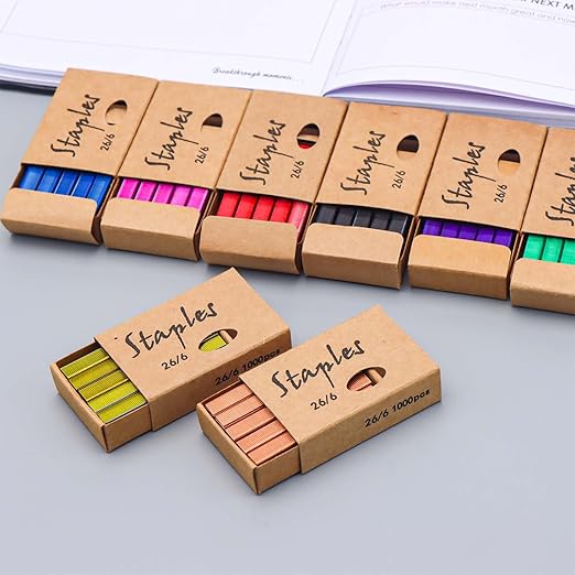 NatSumeBasics 8000 Colored Staples 26/6 Standard Colorful Staple Refill for Desk Stapler, 1000 Per Pack, Total 8 Pack Staples (8000 Colorful)
