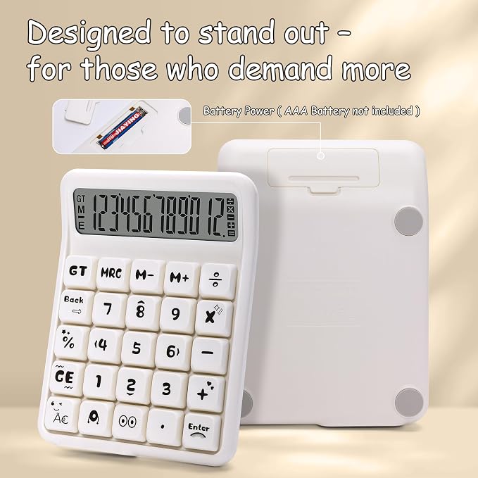 Mechanical Switch Calculator, 12 Digit Large LCD, Big Buttons | Real Mechanical Keypad with Tactile Feedback for Office Work, Study, and Everyday Use