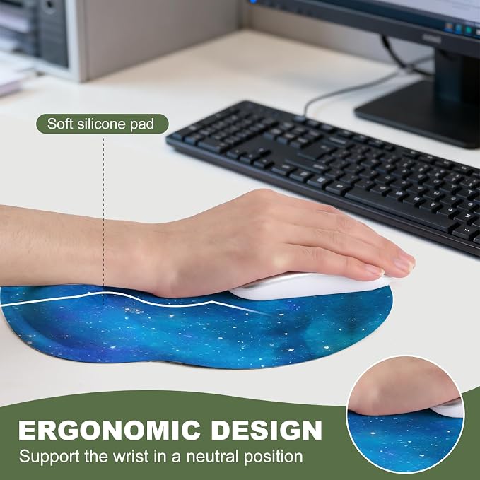 The Stars Mouse Pad with Gel Wrist Support, Smooth Surface Ergonomic Mouse pad, Non-Slip Pain Relief Desk Mat for Gaming, Work & Office Desktop