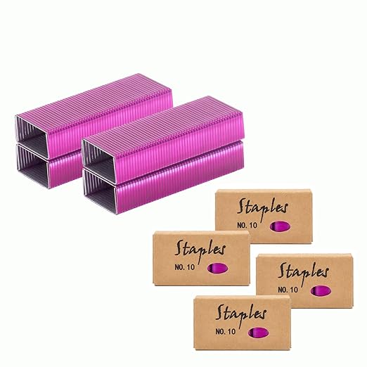 NatSumeBasics 4000 Rose Red Staples #10 Colored Staples for Mini Stapler, No.10 Staple Smaller Than Standard Staple (Rose Red)
