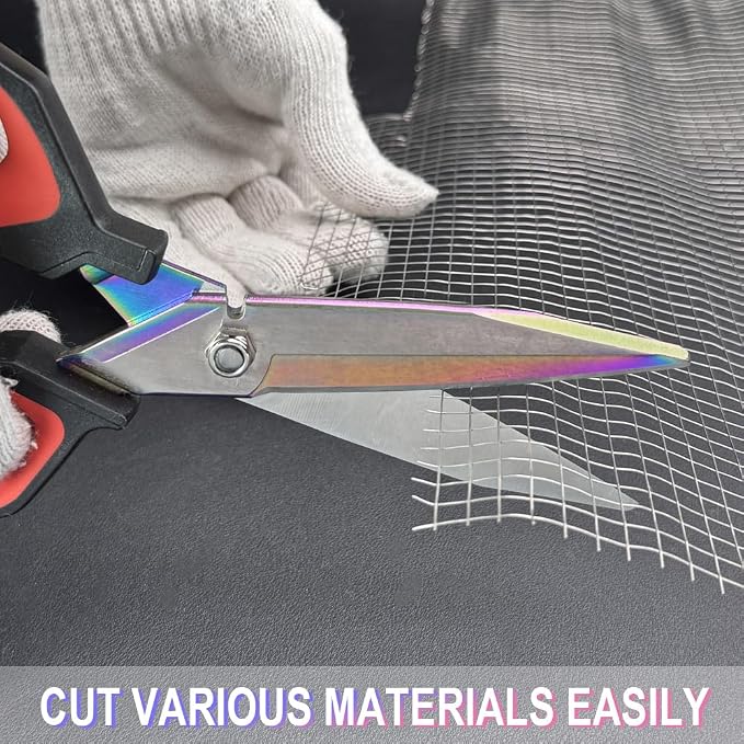 9.5" Multipurpose Heavy Duty Scissors, Titanium Coating Forged Scissors, Comfort Grip, Industrial Shears for Carpet, Wire, Leather, Fabric,Cardboard