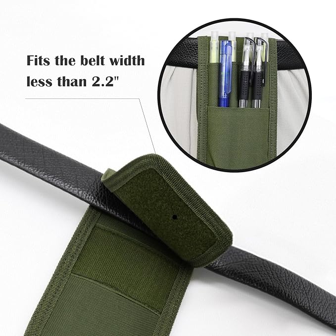 2 Pcs KATOLK Belt Pen Holder, Multifunctional Adjustable Tactical Pencil Pouch, Detachable Military Duty Pencil Sleeve Case, Can Hold Pens, Rulers and Scissors
