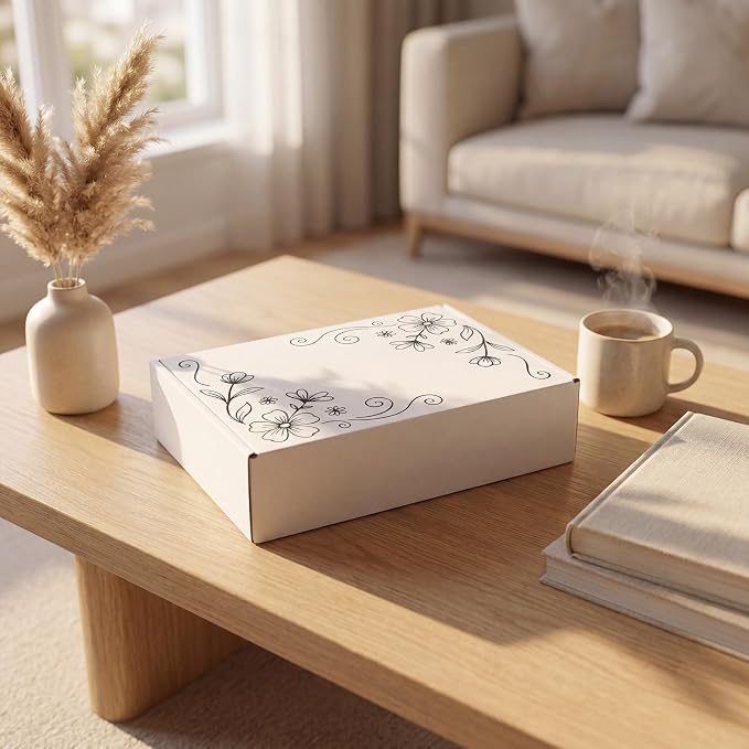 HORLIMER 9x6.5x2 inches Shipping Boxes Set of 50, White Corrugated Cardboard Box Literature Mailer