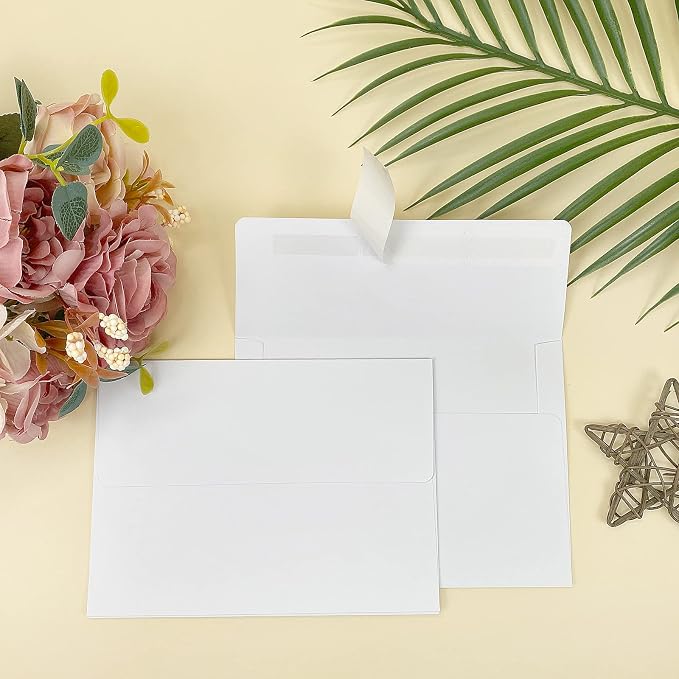 4x6 White Envelopes For Invitation, A6 envelope 4.75 x 6.5 inch, 4X6 Envelopes for A6 cards,Self Seal envelopes for weddings, greeting cards,baby shower,photos,birthday (50, White, A6)
