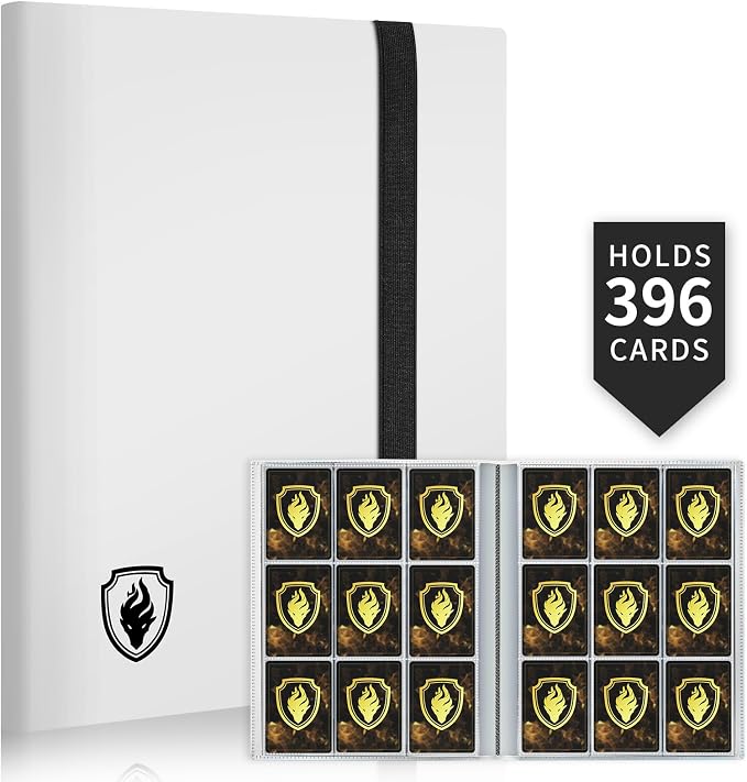 Fabmaker Card Binder 9 Pocket, 396 Pockets Trading Card Binder Case, White | Collector Card Album for Standard-Size Cards, Side Loading Card Collection Folder for Game Cards, Sport Cards
