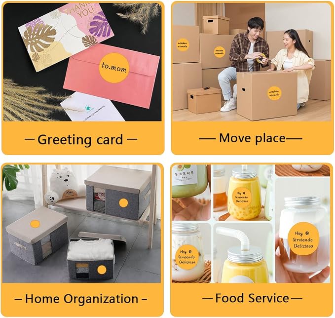 PARLAIM 2 Inch Round Permanent Adhesive Color-Code Dot Stickers,500 per Roll dots Label Dispenser Box,Fluorescent Orange Circle Stickers Label
