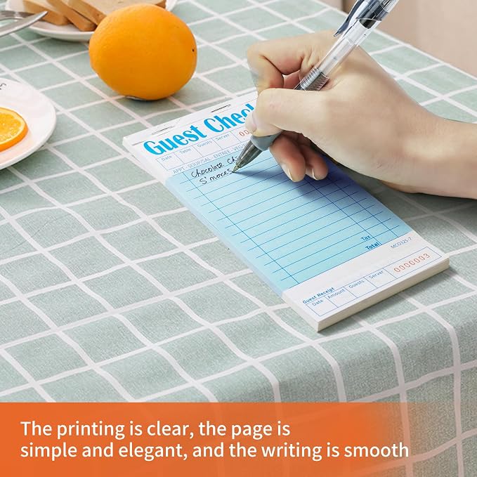 ZPARIK 6 Pack Guest Checks Books, Server Note Pads, Blue | 6 Pack Guest Checks with 50 Sheets Per Book, Waiter Checkbook, Waitress Notepad for Restaurants, Perfect for Servers