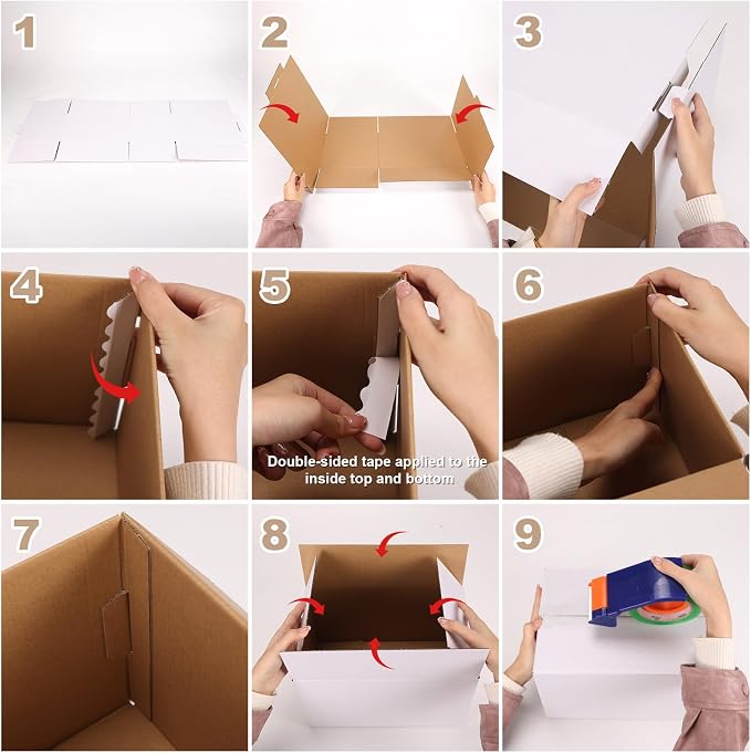 Hoikwo 12x12x4 Shipping Boxes Set of 25 | White Corrugated Cardboard Box for Small Business for Packaging Mailing
