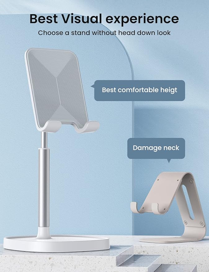 LISEN Cell Phone Stand Adjustable Phone Holer for Desk, Computer Office Desk Accessories for iPhone 16 Holder Women Kitchen Essentials Fits All Mobile Phones Switch Kindle iPads Tablet 4-10in