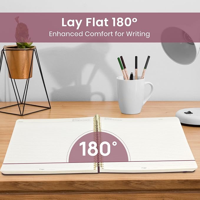 Large Spiral Lined Journal for Women and Men, Notebook for Work | Petal Joy 8.5" x 11" Notebooks for Note taking, Writing & Journaling, College Ruled Pages, Plastic Cover