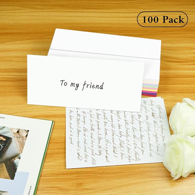 100 Pack Colorful #10 Business Envelopes, Standard Envelopes Self Seal, Letter Size Business Mailing Envelopes for Checks Letters Invoices Birthday Graduation Wedding, 4 1/8 x 9 1/2 Inch