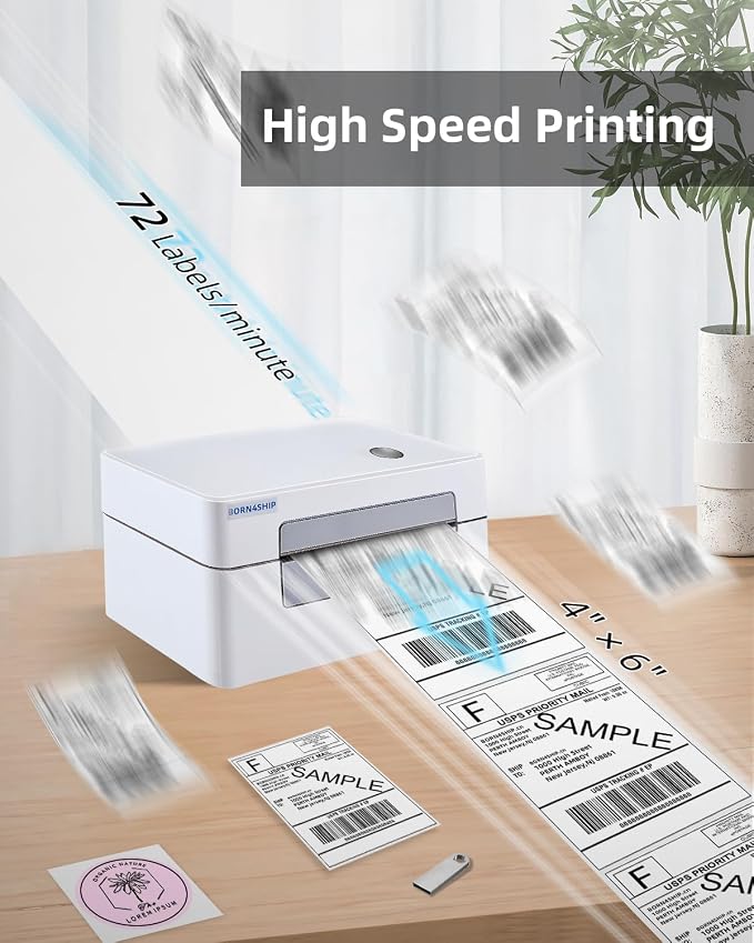 4x6 Thermal Shipping Label Bluetooth Printer for Business, Gray | Supports Amazon shipping. Compatible with iPhone, Android, iPad, Windows and macOS for shipping packages