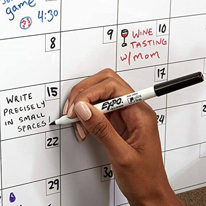 EXPO Low-Odor Dry Erase Markers, Ultra-Fine Tip, Black, 4 Count (Pack of 2)