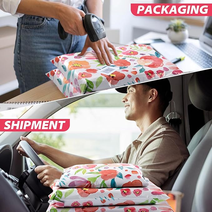 Oududianzi Poly Mailers 6x9, 100PCS Shipping Bags, Mailing bags, Mailers Poly Bags for Shipping, Shipping Envelopes, Packaging Bags for Small Business - Floral