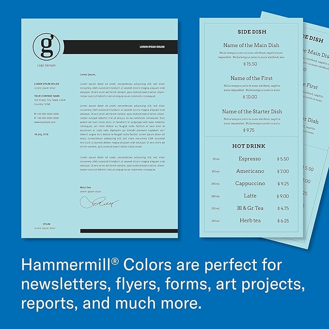 Hammermill Colored Paper, 20 lb Blue Printer Paper, 8.5 x 14 - Made in the USA, Pastel Paper, 103317R - 1 Ream (500 Sheets)