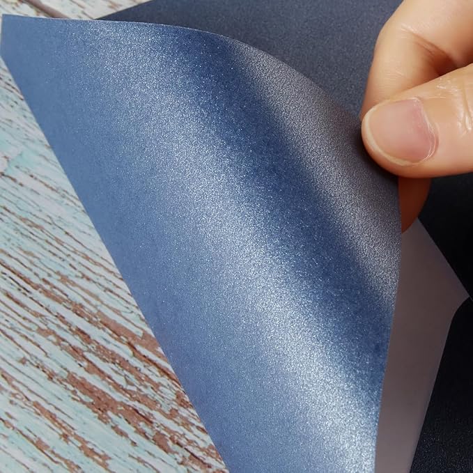 50 Pieces Shiny Envelopes with Gold Stickers, Navy Blue, 5x7 | Gold Stickers Included, For Wedding Invitations, For Graduation, For Baby Shower, For Greeting Cards