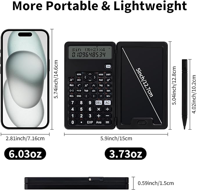 Scientific Calculators for Students, Office Desktop Calculators, 240 Computing Functions, Small Calculator with Notepad, Ideal for Middle High School Students and Teachers (Black)