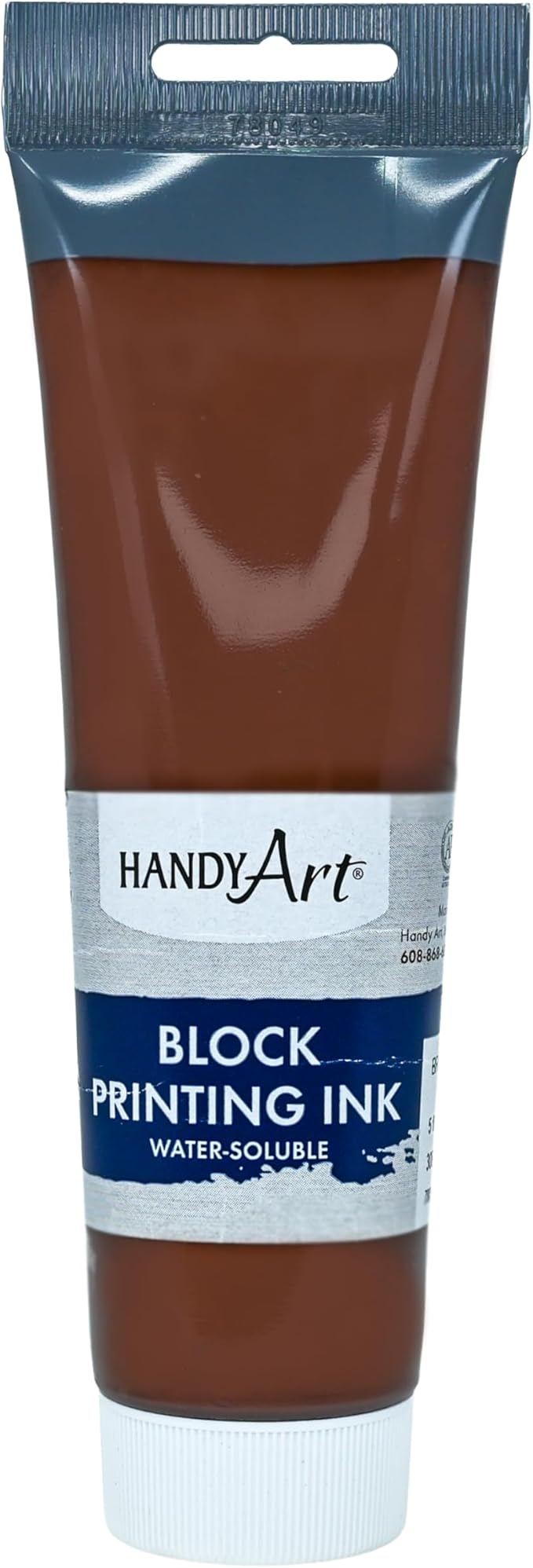 Handy Art 308-050 Water Soluble Block Printing Ink Tube, Brown, 5-Ounce