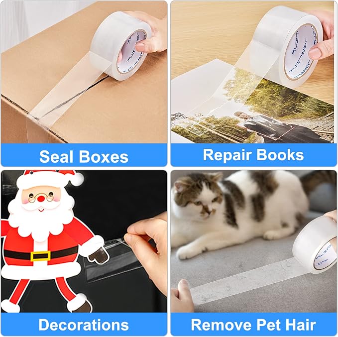 JARLINK 12 Rolls Clear Packing Tape, Heavy Duty Packaging Tape | Stronger and Thicker 2.8mil, 2" Wide. 60 Yards per Roll, 720 Total Yards. Moving Supplies for Shipping Packaging Sealing