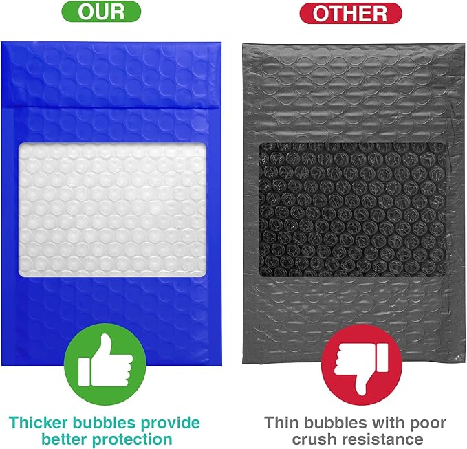 Metronic Bubble Mailers 4x8 Inch 50 Pack Royal Blue Waterproof Padded Envelopes Usable Size 4x7 Self Seal Adhesive Bubble Envelopes Padded Mailers for Small Business Shipping Envelopes for Jewelry