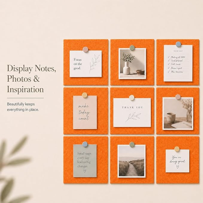 Felt Bulletin Board Tiles, Large Cork Board Alternative,24 x 36 in | 0.35 in modular felt wall tiles for notes, photos, schedules, reminders in offices, classrooms, home and office workspaces