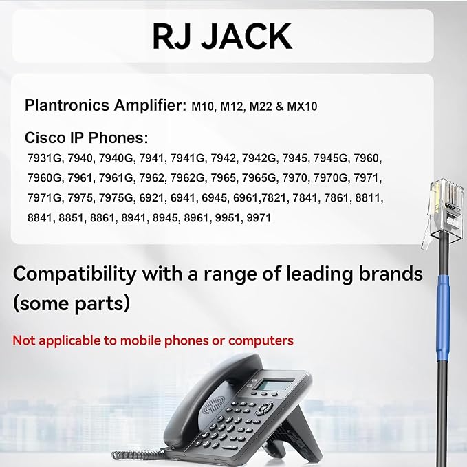 Voistek Cisco Phone Headset with Mic,Telephone Headsets for Landline Office | Noise Cancelling Mic,Mute Switch Compatible with Cisco IP-7940 7942 7945 7960 7962 7965 7811 7821 8811 8841 8845 8851