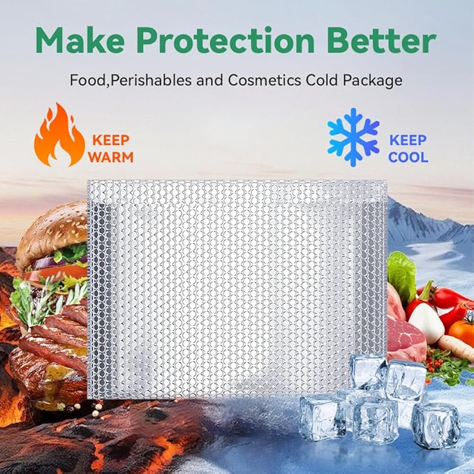 Koja Thermal Padded Bubble Mailers 10-Pack. Quality Shipping Envelopes and Bags with Extra-thick Padding. Fast and Easy Self-seal Envelope Design. (Silver, 17 X 15" 10-Pack)
