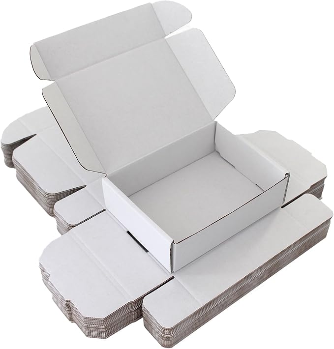 7x5x2 Inch Small Shipping Boxes 25-Pack, White Corrugated Cardboard Mailer Boxes for Mailing & Packaging, Gifts, DIY Crafts, Ecommerce, Small Business