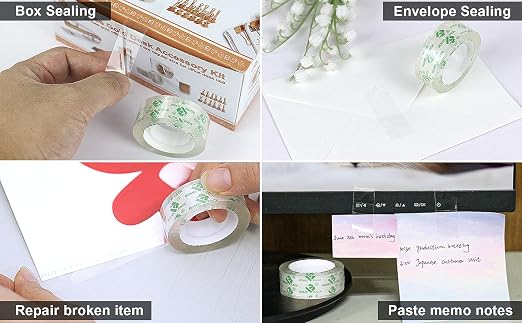 BOMEI PACK Crystal Clear Transparent Tape, 100 Rolls for Stationery Tape, 3/4 in x 1000 in