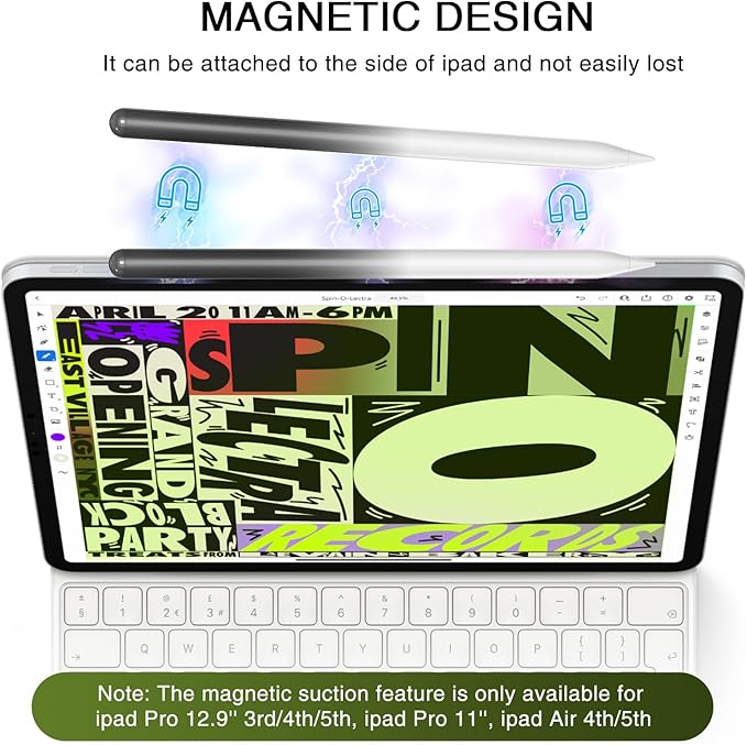 Stylus Pen for iPad 2018-2025, 15 Mins Fast Charging Pencil 1st Gen with Tilt & Palm Rejection Digital Pens Stylus for iPad 6-11, Air 3/4/5/M2/M3, Mini 5/6/7, Pro 11"/12.9"/M4 M5 (Black White)