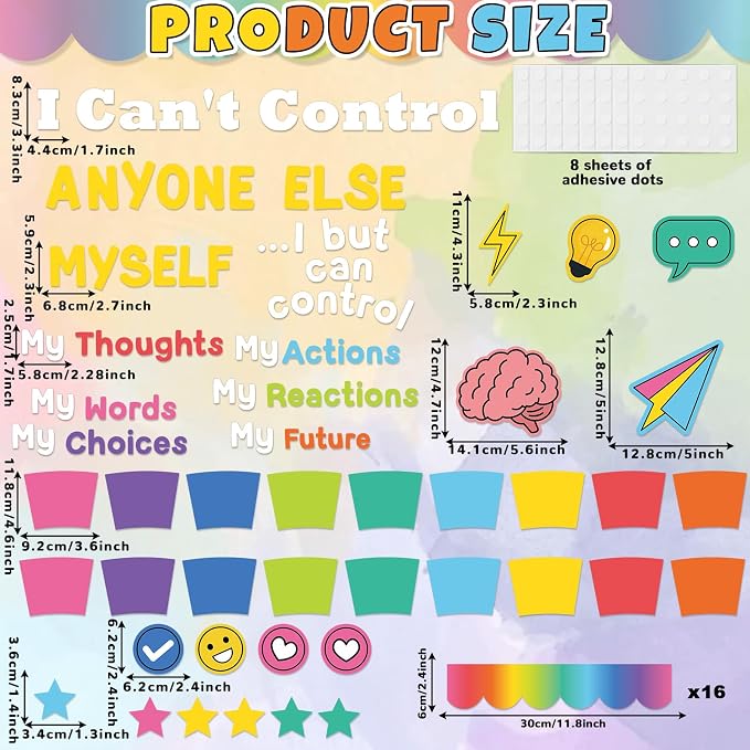 I Can't Control Anyone Else But Myself Bulletin Board Decorations Mental Health Bulletin Board Set Positive Growth Mindset Paper Cutouts for Teachers Back to School Classroom Office Decor Supplies