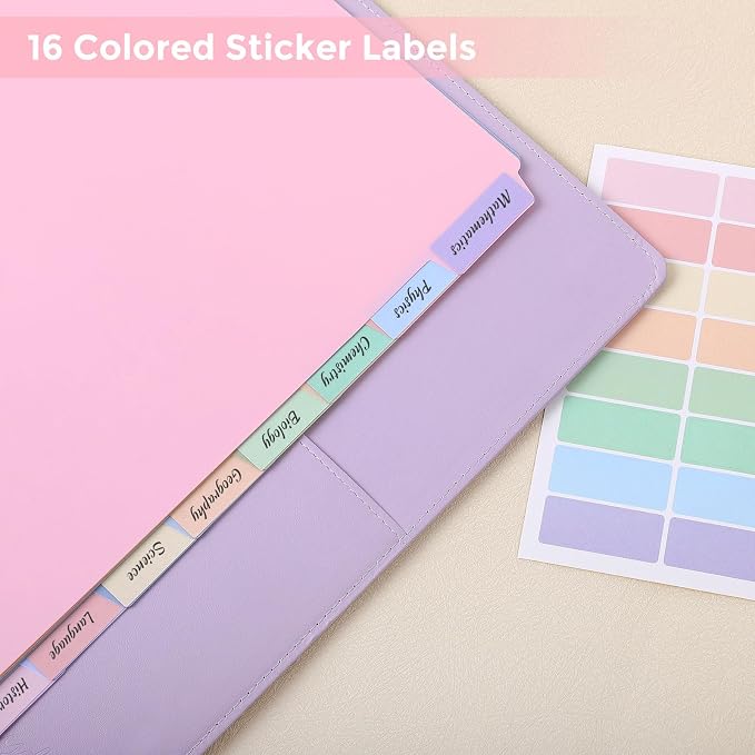 SKYDUE 8-Tab Write&Erase Plastic Dividers for 3 Ring Binder, 3sets,Pink | Binder Dividers for Letter Size,Divider Organizers for Student, Teacher, College & Office,Aesthetic Pastels School Supplies