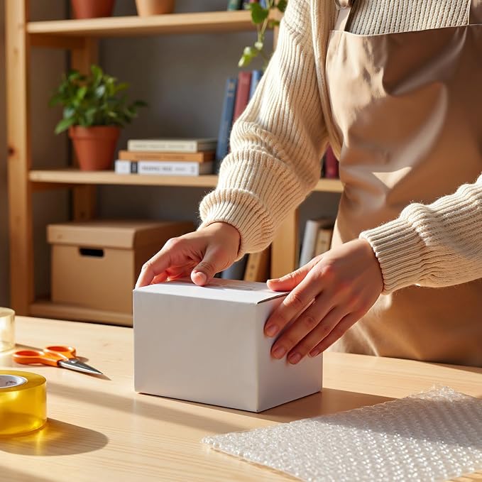 PHAREGE 40 Pack 6x4x4 in Small Shipping Boxes, All White Packaging Box | Easy Fold, Tape Simply, Shape Well, Single Corrugated, DIY Cardboard, Candle, Card, Gift Wrap, Small Business Packaging