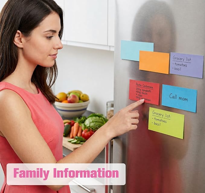 Agoer Large Sticky Notes,1200 Sheets Memo Pads,3 x 5 in Bright Colored Note Pads,Clean Removal Super Self-Stick Notes,12 Colors Notepads,Pastel Ruled Post Stickies for Office,Home,School Supplies