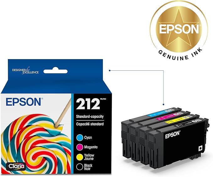 Epson 212 Claria Ink Standard Capacity Black & Color Cartridge Combo Pack (T212120-BCS) Works with Workforce WF-2830,2850 and Expression XP-4100,4105,(Pack of 2)