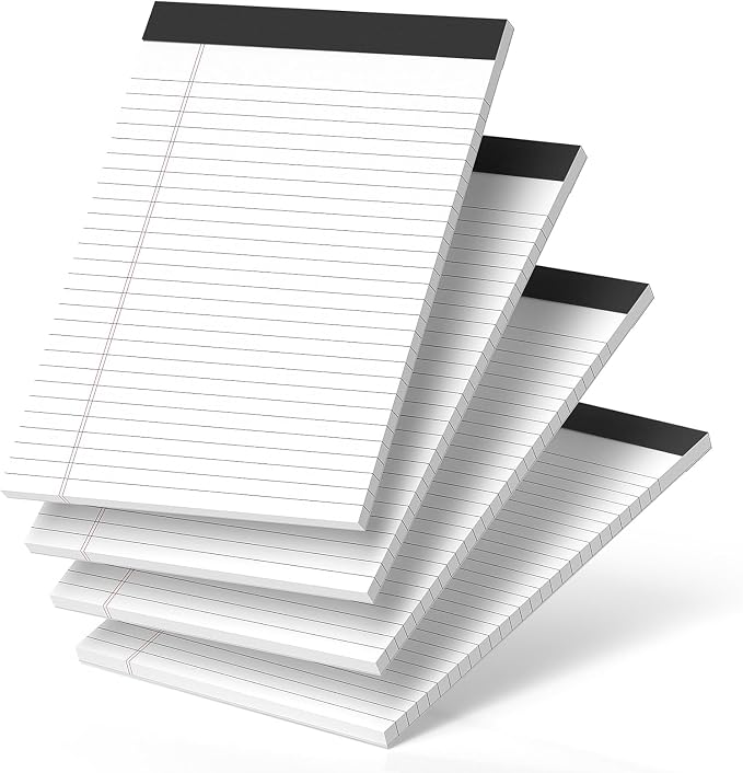 Nichela 4 Pack Legal Pads 8.5 x 11 White Note Pads 8.5 x 11 Notepad Micro Perforated Writing Pads Lined Paper Pads Wide Ruled Pad of Paper 30 Sheets Notebook for To-Do Lists, School & Office Supplies