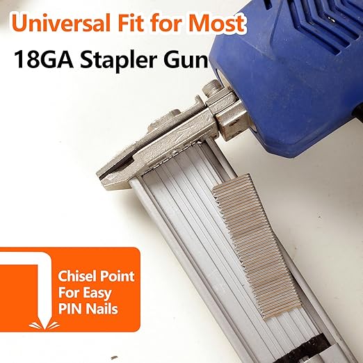 1000-Count 1 Inch Length, 18 Gauge 1/4 Inch Narrow Crown Staples, Heavy Duty Beveled Chiseled Pointed Galvanized Staples, for Pneumatic, Electric 18GA Stapler Gun